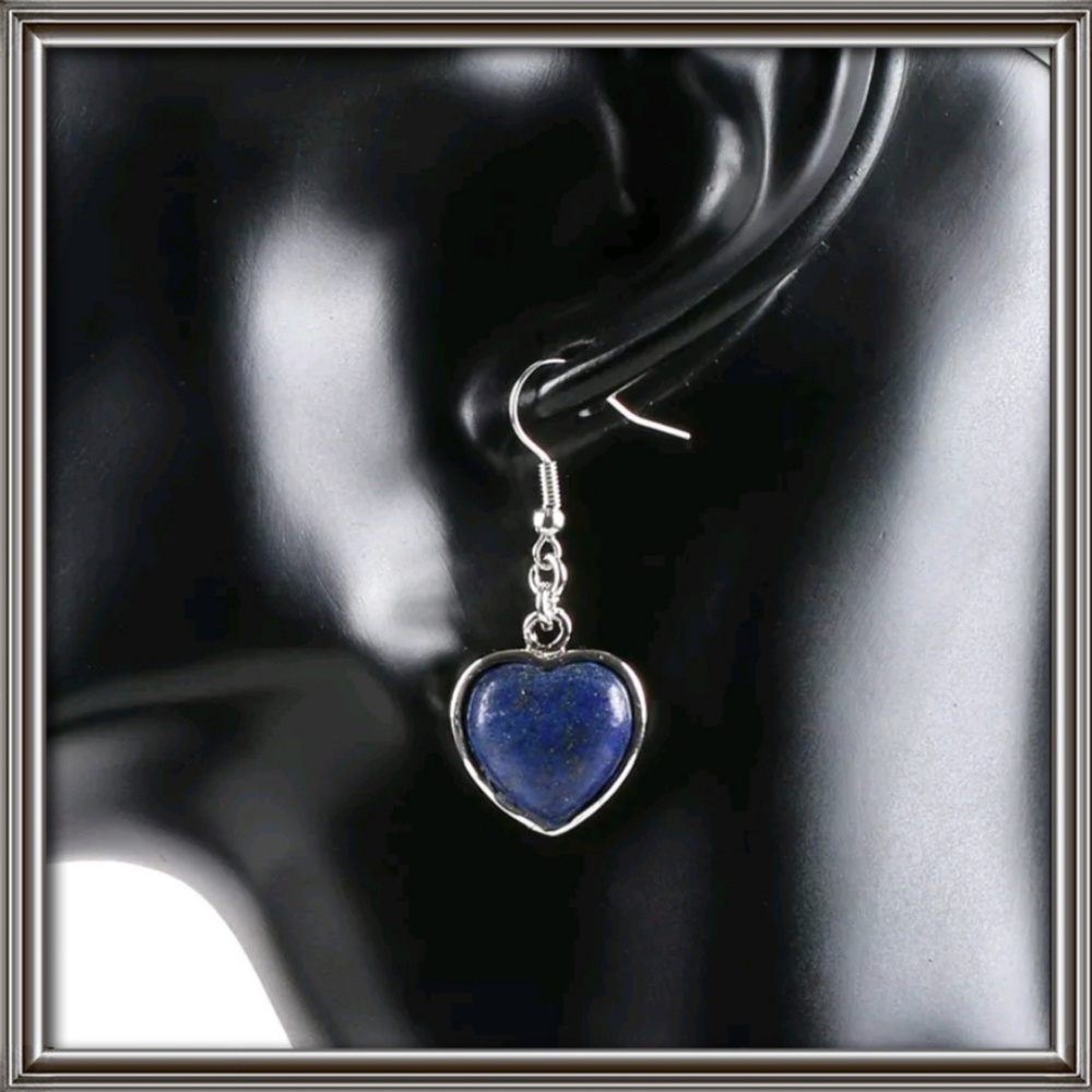 Natural stone Lapis lazuli heart shaped earrings